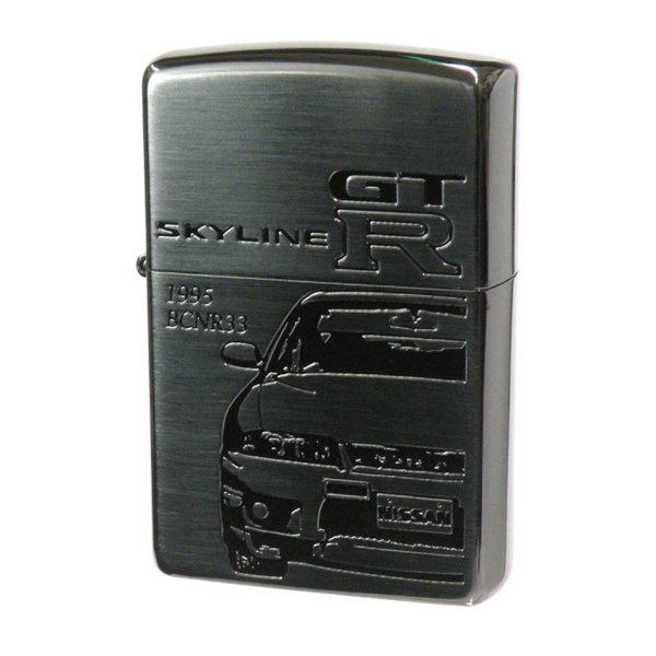 Photo1: Zippo NISSAN SKYLINE GT-R BCNR33 Both Sides Etching Black Nickel Plating Japan Limited Oil Lighter (1)
