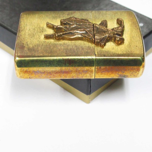 Photo4: Vintage Zippo Cowboy Rodeo Metal Solid Brass 1993 Oil Lighter (4)