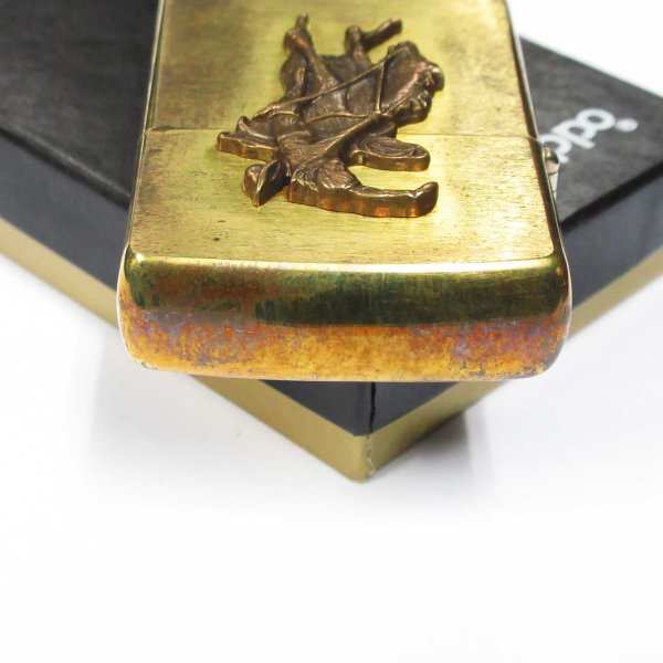 Photo5: Vintage Zippo Cowboy Rodeo Metal Solid Brass 1993 Oil Lighter (5)