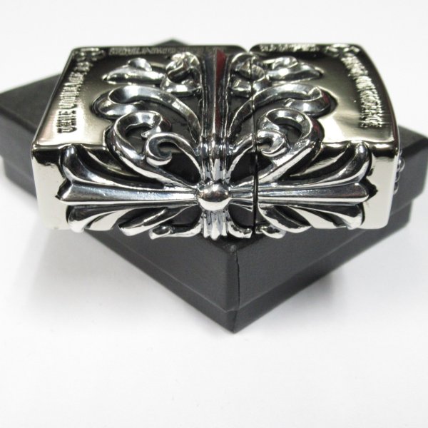 Photo3: Zippo Gothic Silver Side Arabesque Cross Full Metal Jacket Japan Limited Heavy Weight Oil Lighter (3)