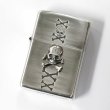 Photo1: Zippo Skull Crossbones Metal Oxidized Silver Plating Etching 2009 Japan Limited Oil Lighter (1)