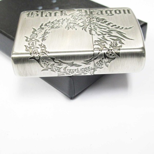 Photo4: Zippo Tribal Tattoo Dragon 2-Sides Etching Oxidized Silver Plating Japan Limited Oil Lighter (4)