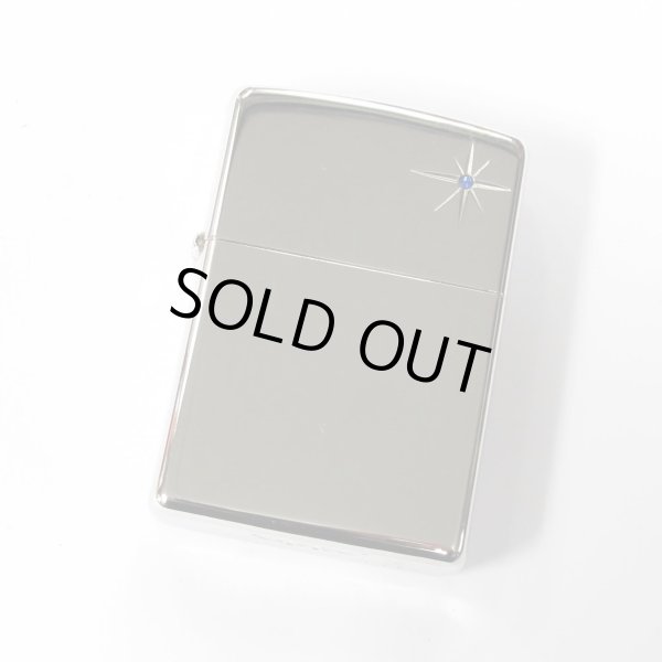 Photo1: Outlet Zippo Star Deep Engraving Blue Rhinestone Platinum Mirror Plating Japan Limited Oil Lighter (1)