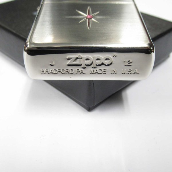 Photo4: Zippo Star Deep Engraving Rhinestone Silver Satena Plating Japan Limited Oil Lighter (4)