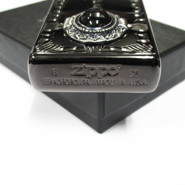 Photo4: Zippo Native American Metal Onyx Black Nickel Plating Etching Japan Limited Oil Lighter (4)