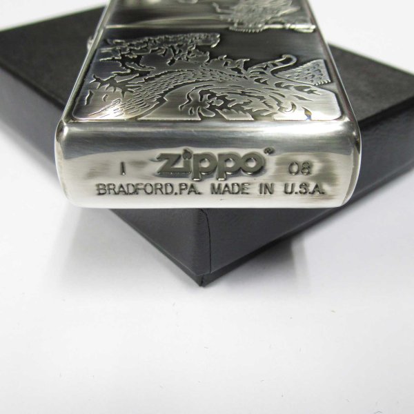 Photo4: Zippo Dragon Tiger Both Sides Etching Oxidized Silver Plating Japan Limited Oil Lighter (4)