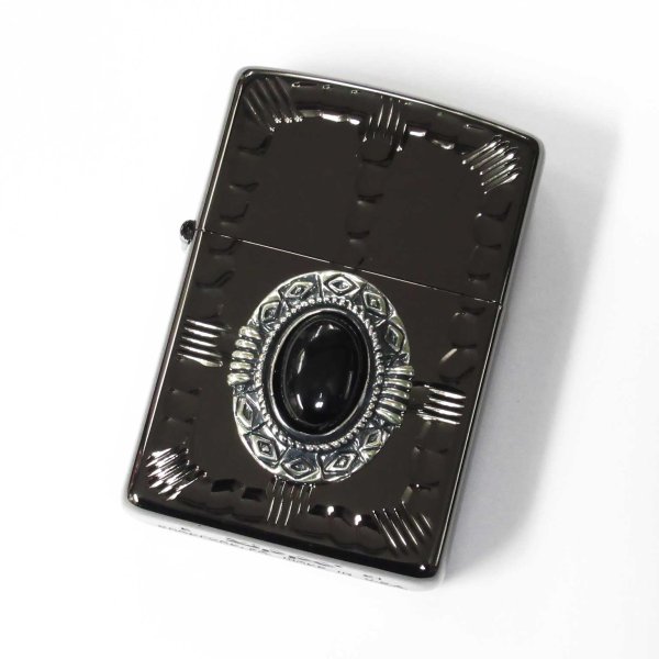 Photo1: Zippo Native American Metal Onyx Black Nickel Plating Etching Japan Limited Oil Lighter (1)