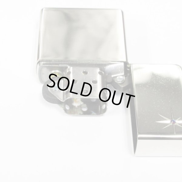 Photo5: Outlet Zippo Star Deep Engraving Blue Rhinestone Platinum Mirror Plating Japan Limited Oil Lighter (5)
