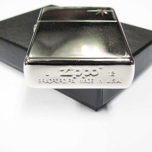 Photo6: Outlet Zippo Star Deep Engraving Blue Rhinestone Platinum Mirror Plating Japan Limited Oil Lighter (6)
