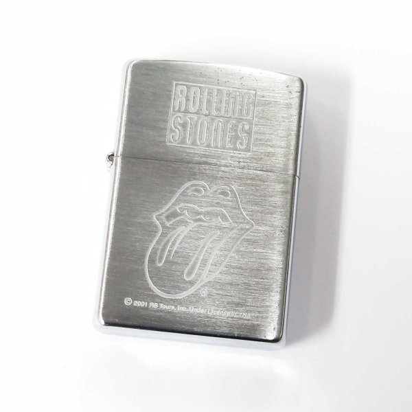 Photo1: Vintage Zippo Rolling Stones Chrome Satena Etching 2002 Oil Lighter (1)