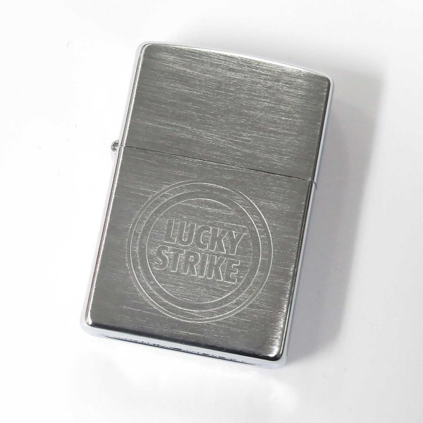 Photo1: Vintage Zippo Lucky Strike Large Bullseye Etching Brushed Chrome 1999 Japan Limited Oil Lighter (1)