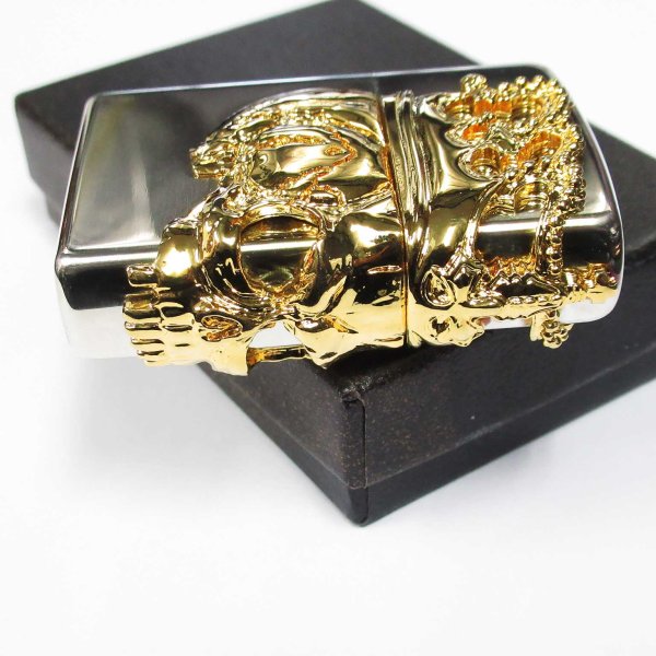Photo4: Outlet Zippo Skull King Beauty Beast Crown 3-sides Metal Japan Limited Silver Gold Oil Lighter (4)