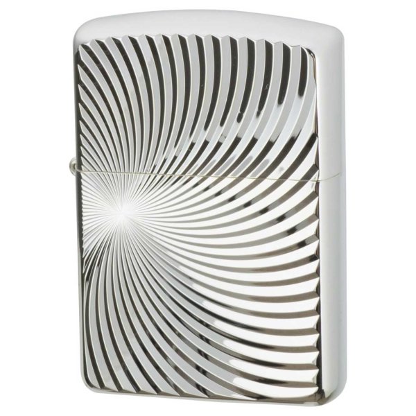 Photo1: Zippo Armor Case Spiral Both Sides Deep Etching Silver Polished Finish Japan Limited Oil Lighter (1)