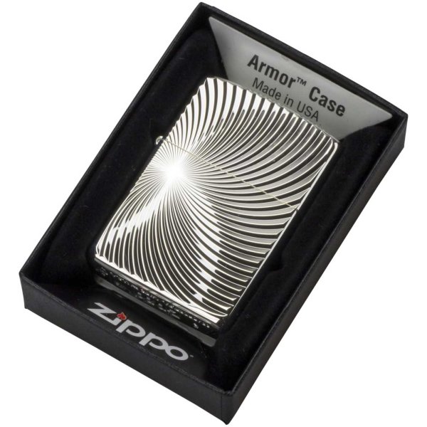 Photo5: Zippo Armor Case Spiral Both Sides Deep Etching Silver Polished Finish Japan Limited Oil Lighter (5)