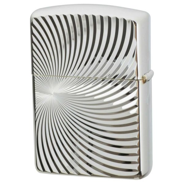 Photo2: Zippo Armor Case Spiral Both Sides Deep Etching Silver Polished Finish Japan Limited Oil Lighter (2)