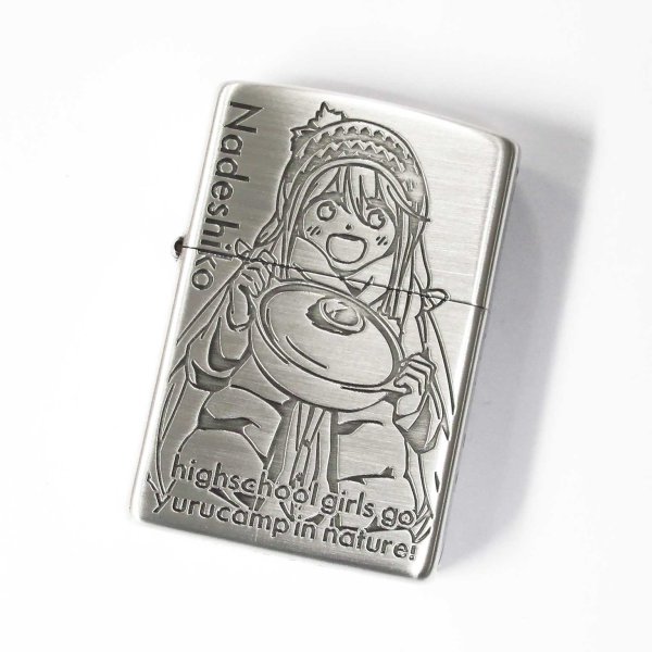 Photo1: Zippo Laid-Back Camp Yurucamp Nadeshiko Rin Japanese Anime 3-sides Etching Oxidized Silver Japan Limited Oil Lighter (1)