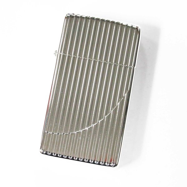 Photo1: Zippo Slim Armor Case Flat Top Mild Seven Japanese Cigarettes Silver Stripe Etching 2010 Japan Limited Oil Lighter (1)