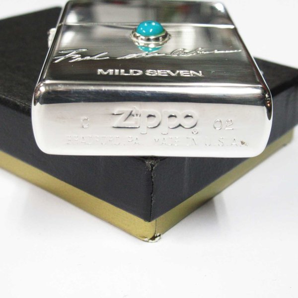 Photo4: Vintage Zippo Mild Seven Japanese Cigarettes Turquoise Etching Silver 2002 Japan Limited Oil Lighter (4)