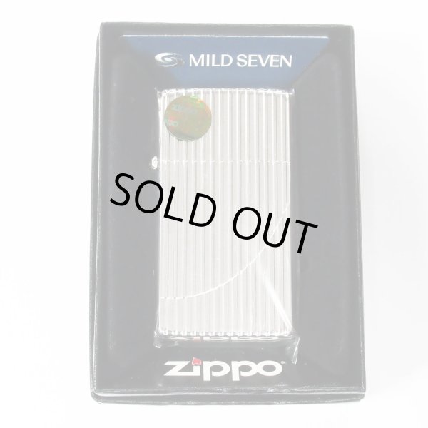 Photo6: Zippo Slim Armor Case Flat Top Mild Seven Japanese Cigarettes Silver Stripe Etching 2010 Japan Limited Oil Lighter (6)