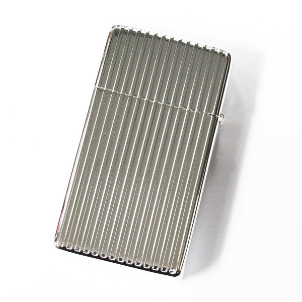 Photo2: Zippo Slim Armor Case Flat Top Mild Seven Japanese Cigarettes Silver Stripe Etching 2010 Japan Limited Oil Lighter (2)