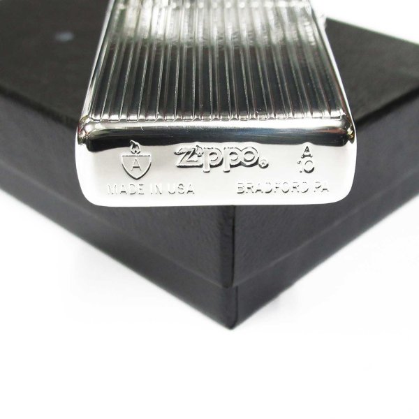 Photo5: Zippo Slim Armor Case Flat Top Mild Seven Japanese Cigarettes Silver Stripe Etching 2010 Japan Limited Oil Lighter (5)