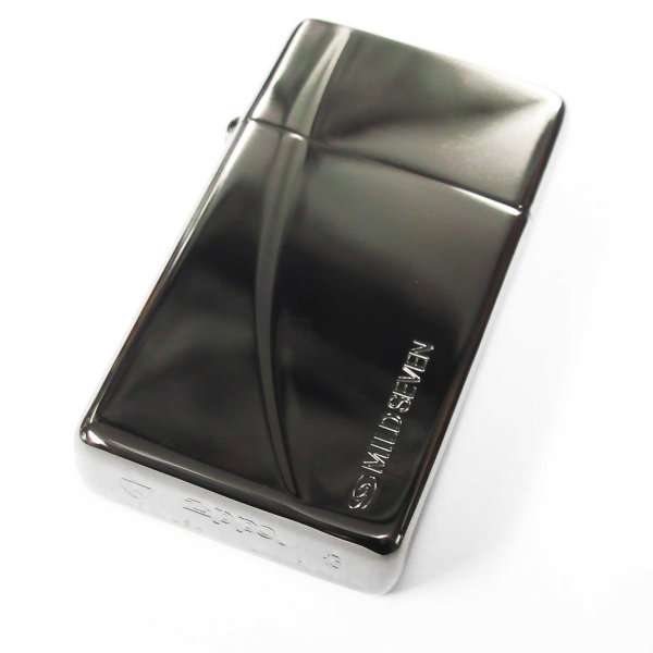 Photo2: Zippo Slim Armor Case Flat Top Mild Seven Japanese Cigarettes Black Etching 2010 Japan Limited Oil Lighter (2)