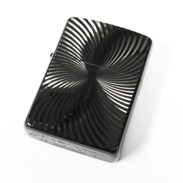 Photo2: Zippo Armor Case Wave Both Sides Deep Etching Black Titanium Coating Japan Limited Oil Lighter (2)