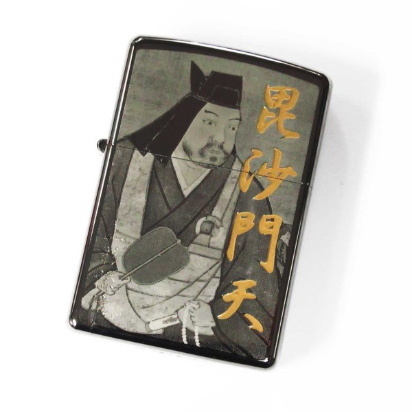 Photo2: Zippo Sengoku Busho Kenshin Uesugi Samurai Kanji 毘沙門天 上杉謙信 Both Sides Etching Black Nickel Japan Limited Oil Lighter (2)