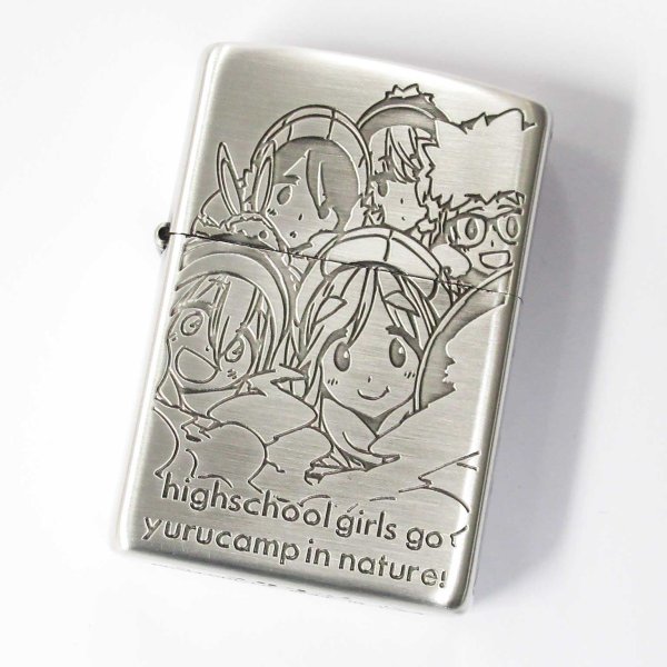 Photo1: Zippo Laid-Back Camp Yurucamp Nokuru Japanese Anime 3-sides Etching Oxidized Silver Japan Limited Oil Lighter (1)
