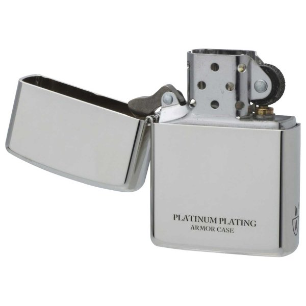 Photo3: Zippo Armor Case Platinum Plating 2-sides Etching Japan Limited Oil Lighter (3)