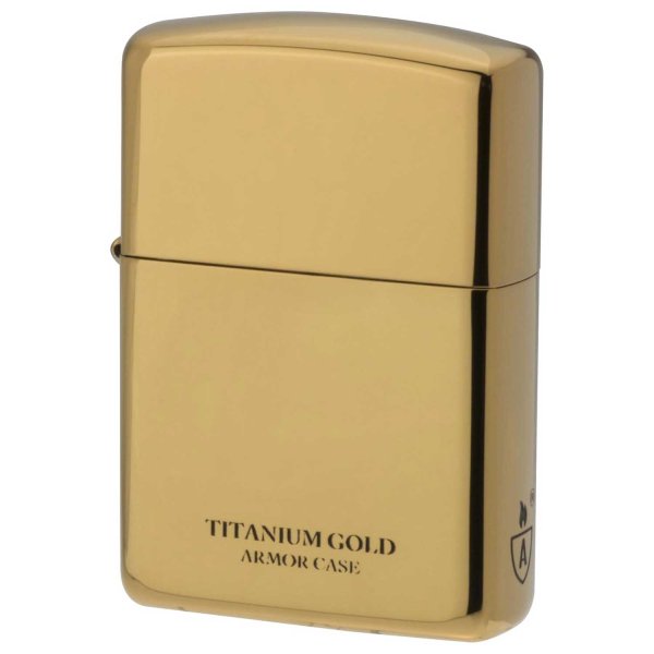 Photo1: Zippo Armor Case Gold Titanium Coating 2-sides Etching Gold Tank Japan Limited Oil Lighter (1)