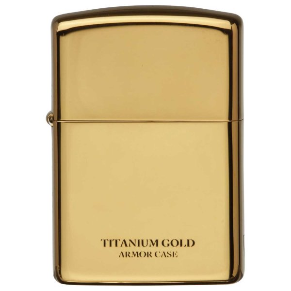 Photo2: Zippo Armor Case Gold Titanium Coating 2-sides Etching Gold Tank Japan Limited Oil Lighter (2)