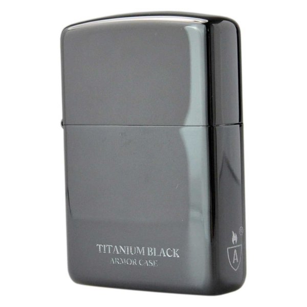 Photo1: Zippo Armor Case Black Titanium Coating 2-sides Etching Japan Limited Oil Lighter (1)