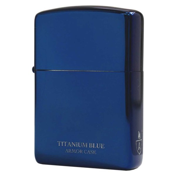 Photo1: Zippo Armor Case Blue Titanium Coating 2-sides Etching Japan Limited Oil Lighter (1)
