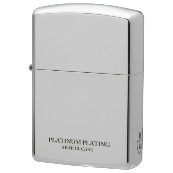 Photo1: Zippo Armor Case Platinum Plating 2-sides Etching Japan Limited Oil Lighter (1)