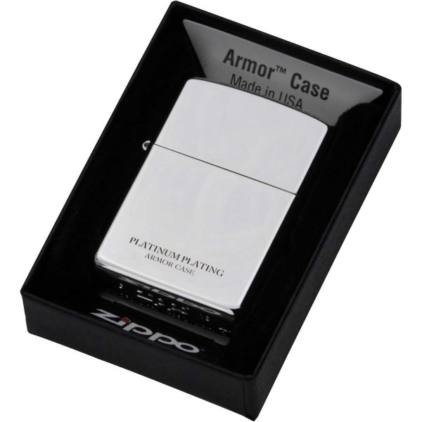 Photo4: Zippo Armor Case Platinum Plating 2-sides Etching Japan Limited Oil Lighter (4)