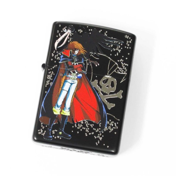 Photo1: Zippo Space Pirate Captain Harlock Matte Black Silver Both Sides Etching Japan Limited Oil Lighter (1)