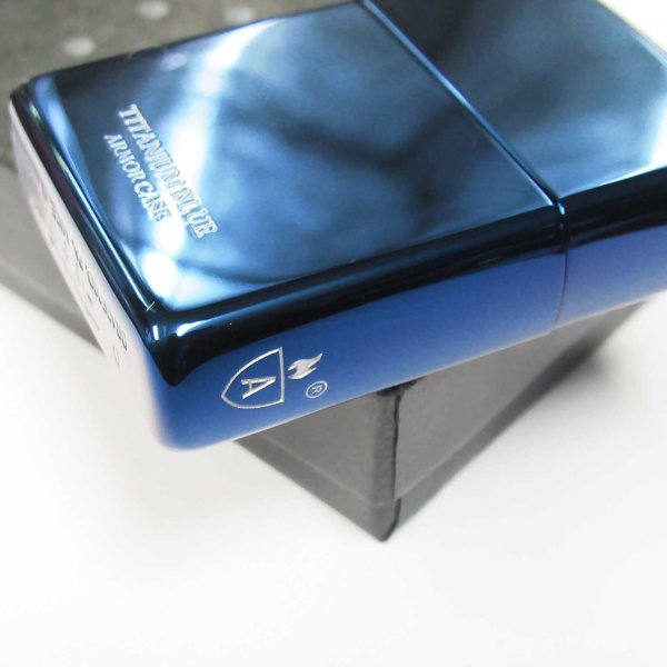 Photo4: Zippo Armor Case Blue Titanium Coating 2-sides Etching Japan Limited Oil Lighter (4)