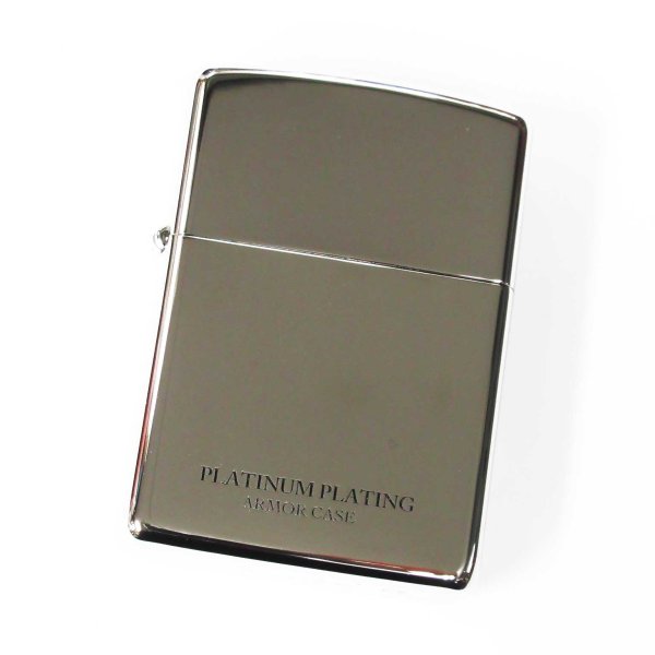 Photo1: Zippo Armor Case Platinum Plating 2-sides Etching Japan Limited Oil Lighter (1)