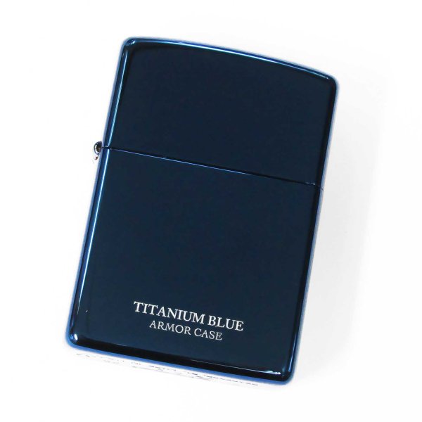 Photo1: Zippo Armor Case Blue Titanium Coating 2-sides Etching Japan Limited Oil Lighter (1)
