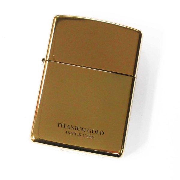 Photo1: Zippo Armor Case Gold Titanium Coating 2-sides Etching Gold Tank Japan Limited Oil Lighter (1)