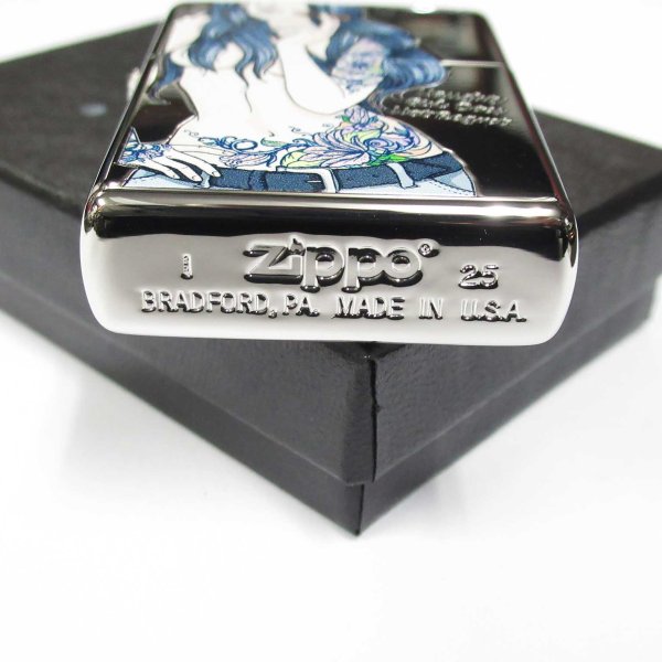 Photo4: Zippo Sexy Tattoo Girl Woman Tin Mirror Plating Etching Japan Limited Oil Lighter (4)