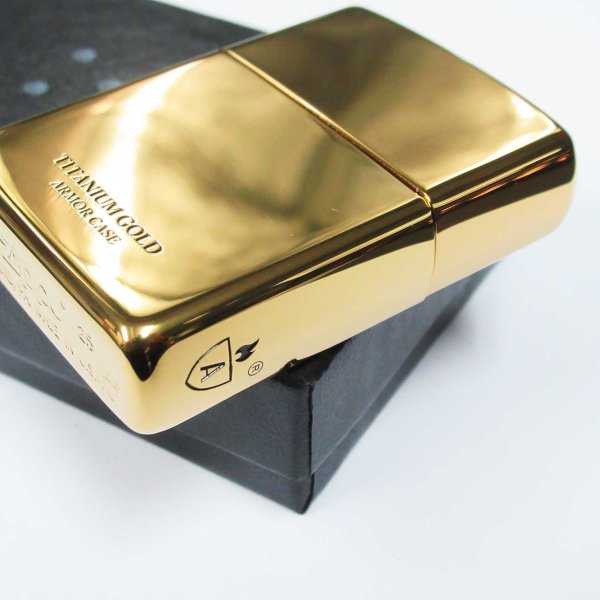 Photo4: Zippo Armor Case Gold Titanium Coating 2-sides Etching Gold Tank Japan Limited Oil Lighter (4)