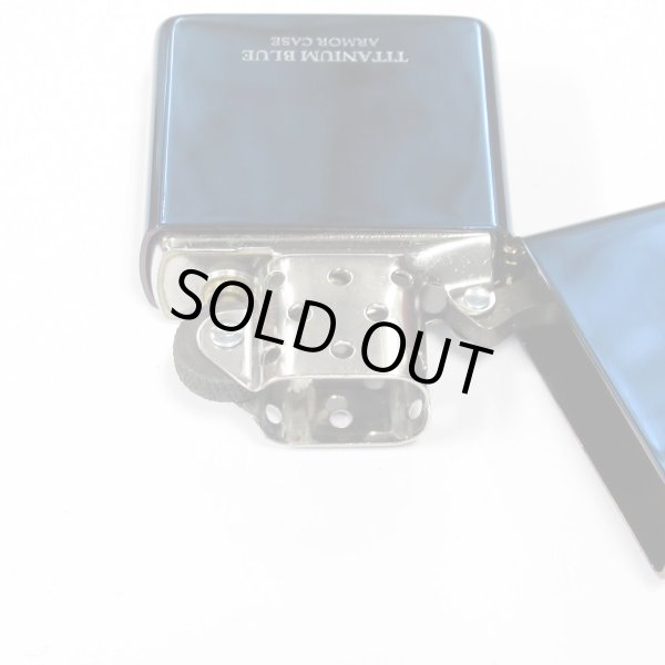 Photo3: Zippo Armor Case Blue Titanium Coating 2-sides Etching Japan Limited Oil Lighter (3)