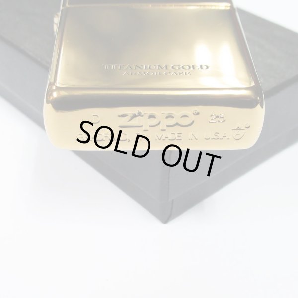 Photo5: Zippo Armor Case Gold Titanium Coating 2-sides Etching Gold Tank Japan Limited Oil Lighter (5)