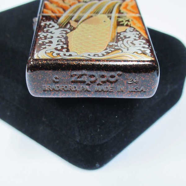 Photo4: Zippo Real Gold Plating Carp Japanese Makie Wagara Gold Tank Japan Limited Oil Lighter (4)