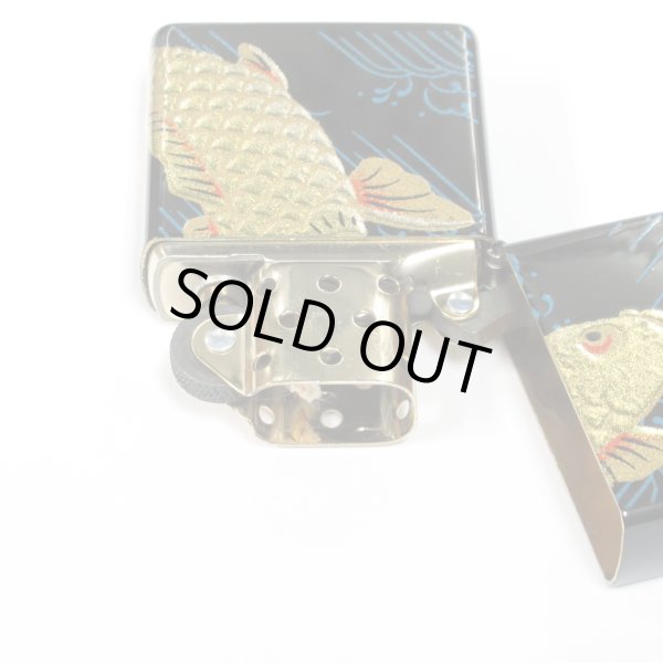 Photo3: Zippo Real Gold Plating Carp 3-sides Design Japanese Makie Wagara Gold Tank Japan Limited Oil Lighter (3)