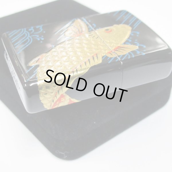 Photo4: Zippo Real Gold Plating Carp 3-sides Design Japanese Makie Wagara Gold Tank Japan Limited Oil Lighter (4)