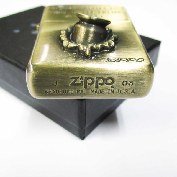 Photo4: Outlet Vintage Zippo 3D Bullet Metal 2003 Oxidized Brass Plating Etching Japan Limited Oil Lighter (4)