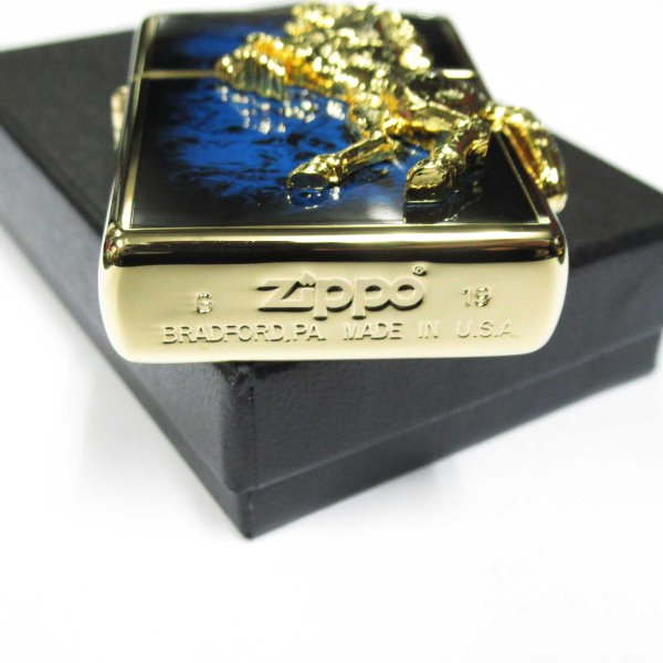 Photo5: Zippo Winning Whinny Atlantic Blue Horse Metal Gold Plating Gold Tank Japan Limited Oil Lighter (5)